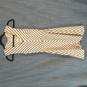 COPY - Banana Republic white with black stripes Stretchy Cotton Midi Dress 00P